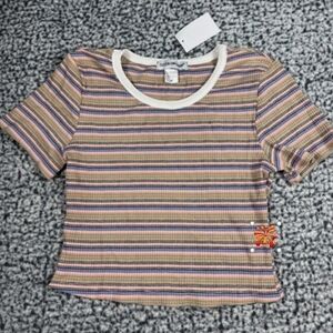 Striped Short Sleeve Crop Top